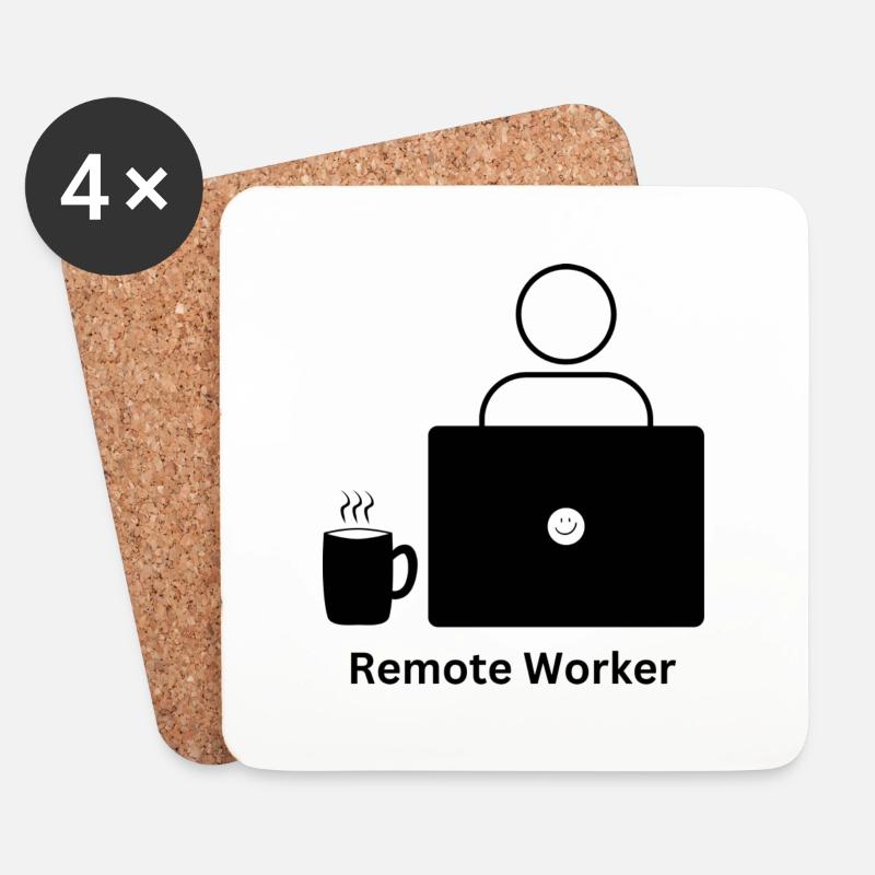 Remote Worker Design - Untersetzer (4er-Set) - Weiß