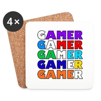 Multicolored white retro gamer - Coasters (set of 4) - white - Front