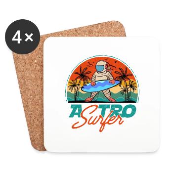 Astrosurfer Funny Astronaut Surfer Beach Planche de surf - Dessous de verre (lot de 4) - blanc - Devant