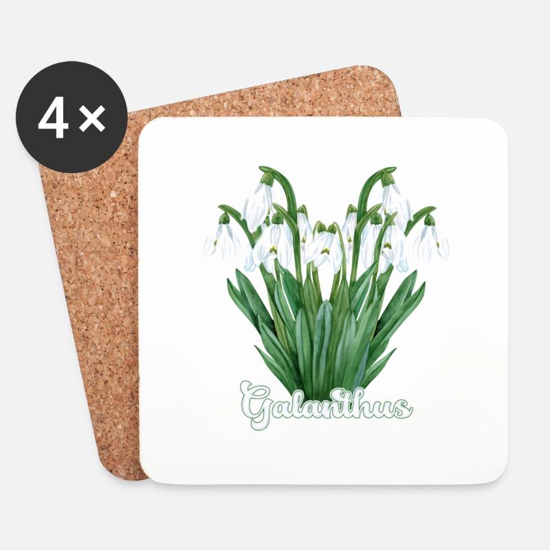 Schneeglöckchen Galanthus - Untersetzer (4er-Set) - Weiß