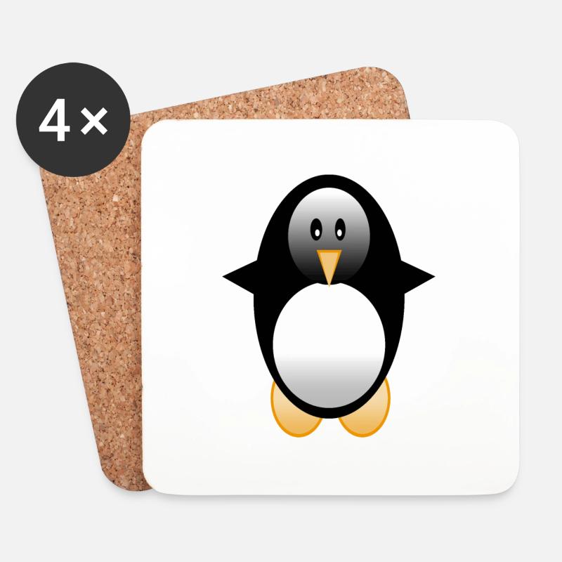 Pinguin - Untersetzer (4er-Set) - Weiß