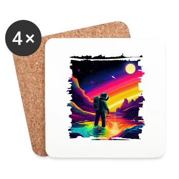Outer Space Art Aquarell tropfender Raumfahrer - Untersetzer (4er-Set) - Weiß - Vorne