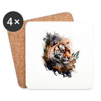 Le tigre - Dessous de verre (lot de 4) - blanc - Devant