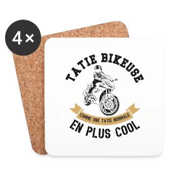tatie bikeuse - Dessous de verre (lot de 4) - blanc - Devant