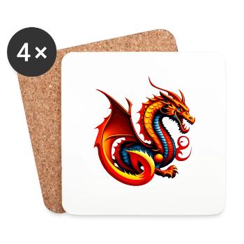Dragon - Dessous de verre (lot de 4) - blanc - Devant