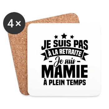 Pas à la Retraite je suis mamie à plein temps - Dessous de verre (lot de 4) - blanc - Devant