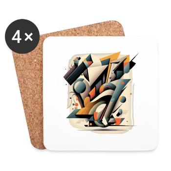 Géométrie abstraite - Dessous de verre (lot de 4) - blanc - Devant