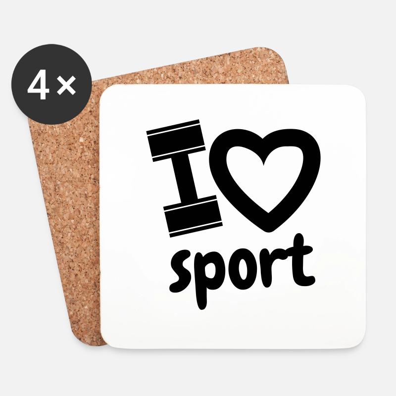 Ich liebe Sport - Untersetzer (4er-Set) - Weiß