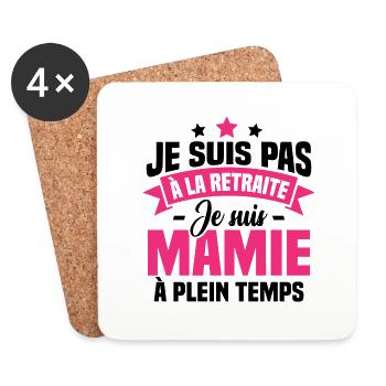 Pas à la Retraite je suis mamie à plein temps - Dessous de verre (lot de 4) - blanc - Devant