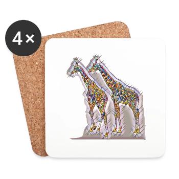 Art print giraffes free colored - Coasters (set of 4) - white - Front