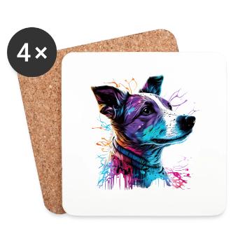 Hund Jack russell terrier Synthwave - Untersetzer (4er-Set) - Weiß - Vorne