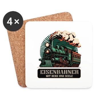 Eisenbahner mit Herz und Seele - Untersetzer (4er-Set) - Weiß - Vorne