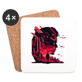 Sci-Fi vision of the future in a gloomy world - Coasters (set of 4) - white - Front