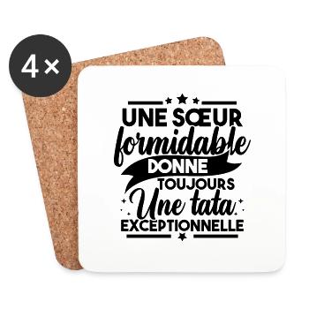 Une sœur formidable donne une tata exceptionnelle - Dessous de verre (lot de 4) - blanc - Devant