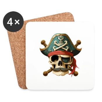 Pirate Captain Skull & Bones - Coasters (set of 4) - white - Front