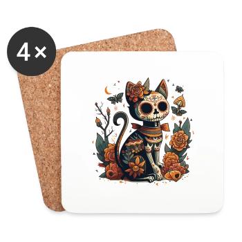 Jour du chat mort - Dessous de verre (lot de 4) - blanc - Devant