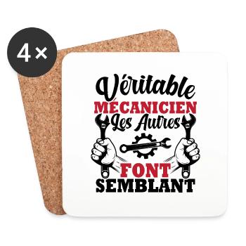 Véritable mécanicien les autres font semblant - Dessous de verre (lot de 4) - blanc - Devant