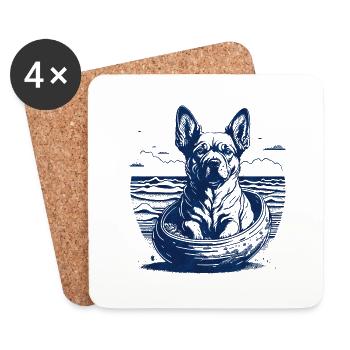 Hund in einem Ei - Untersetzer (4er-Set) - Weiß - Vorne