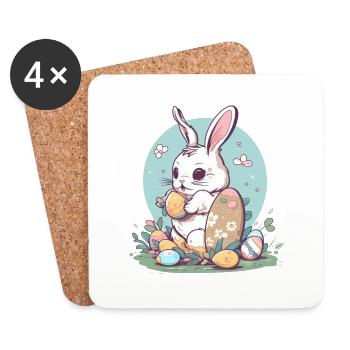 Osterhase - Untersetzer (4er-Set) - Weiß - Vorne