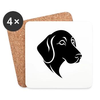cute and fluffy Golden Retriever dog head - Coasters (set of 4) - white - Front