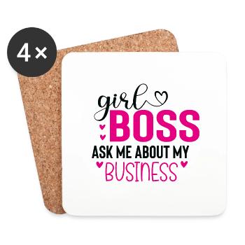 Girl Posez-moi des questions sur mon entreprise - Dessous de verre (lot de 4) - blanc - Devant