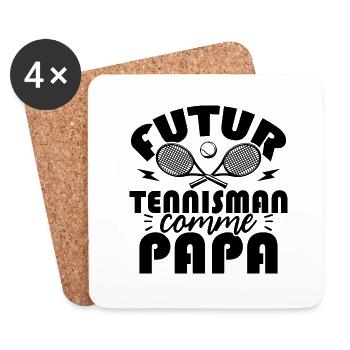 Futur tennisman comme papa - Dessous de verre (lot de 4) - blanc - Devant