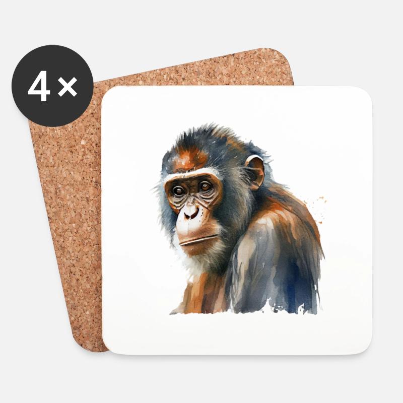 Monkey - Coasters (set of 4) - white