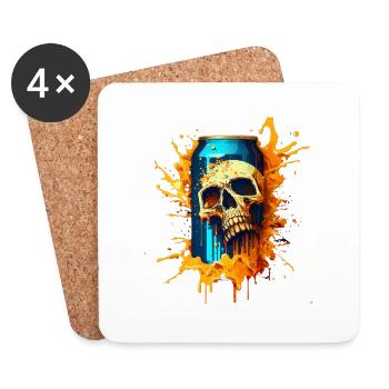 Skull Beer Can - Coasters (set of 4) - white - Front