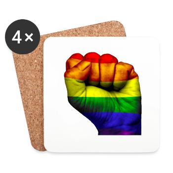 Fist Gay flag - Dessous de verre (lot de 4) - blanc - Devant