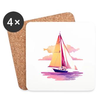 Sailing Sailing Sailing Sailing Sailboat - Coasters (set of 4) - white - Front