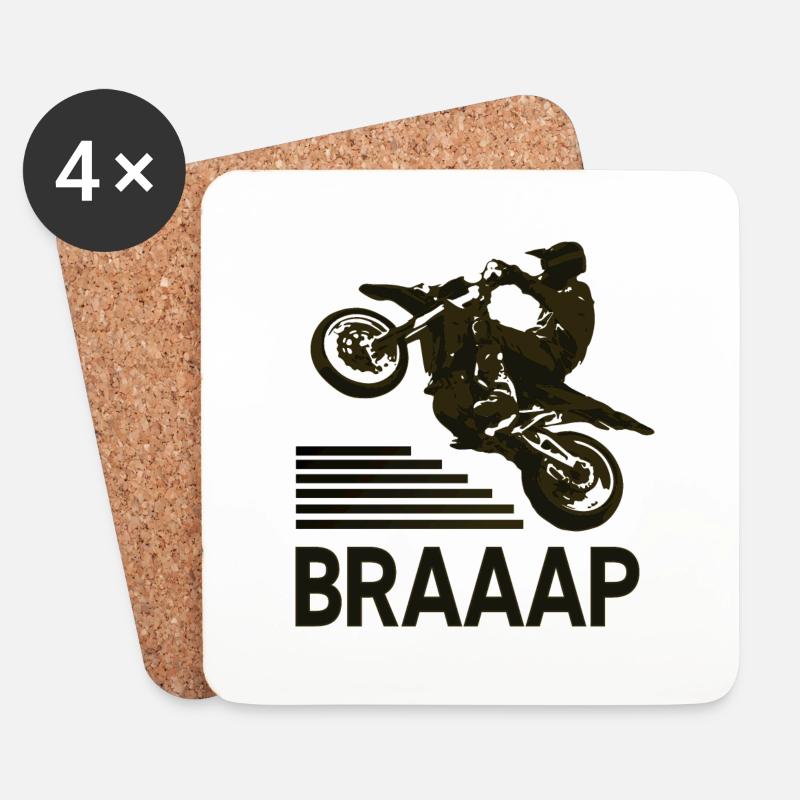 Brraaap Motorrad - Untersetzer (4er-Set) - Weiß