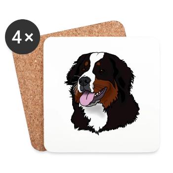Berner Sennenhund Kopf - Untersetzer (4er-Set) - Weiß - Vorne