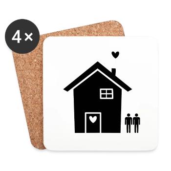 Moving house building gay pride - Coasters (set of 4) - white - Front