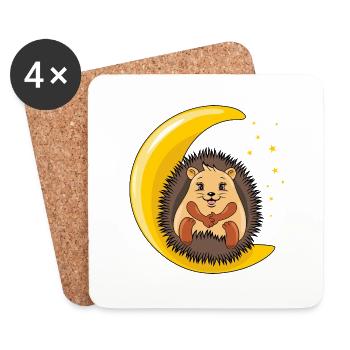 Niedlicher Igel ruht sich auf dem Mond aus - Untersetzer (4er-Set) - Weiß - Vorne