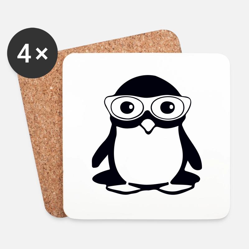 Penguin with glasses, vector illustration - Coasters (set of 4) - white