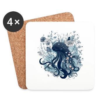 Der Oktopus - Untersetzer (4er-Set) - Weiß - Vorne