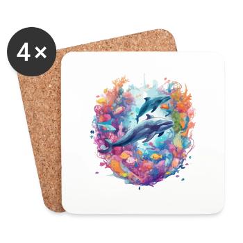 Whales - Coasters (set of 4) - white - Front