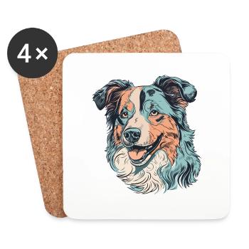 Australischer Schäferhund - Untersetzer (4er-Set) - Weiß - Vorne