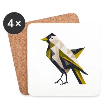 Geometric Bird Minimalistic Bird Minimalist Bird - Coasters (set of 4) - white - Front