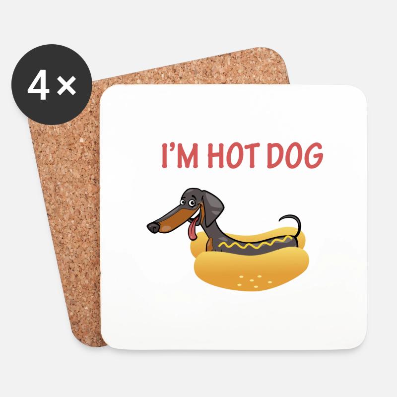 Dackel - Hot Dog - Untersetzer (4er-Set) - Weiß
