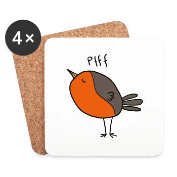 Rotkehlchen macht Pfff - Untersetzer (4er-Set) - Weiß - Vorne