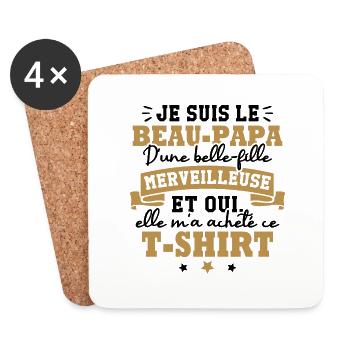Beau papa d une belle fille merveilleuse - Dessous de verre (lot de 4) - blanc - Devant
