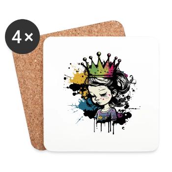 Princess Graffiti Paint Drop - Coasters (set of 4) - white - Front