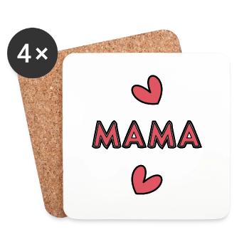 FÊTE DES MÈRES. MAMA. MUM. BONNE FÊTE MAMAN. MAMAN - Dessous de verre (lot de 4) - blanc - Devant