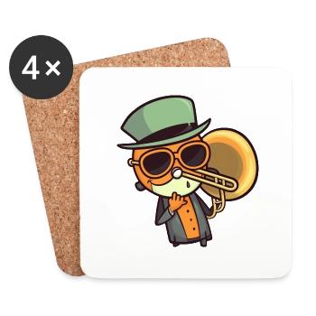 Trombone in comic style - Coasters (set of 4) - white - Front
