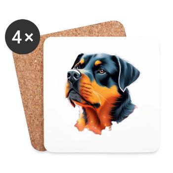 Rottweiler - Dessous de verre (lot de 4) - blanc - Devant