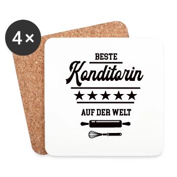 Beste Konditorin Weltbeste Bäckerin Konditorei - Untersetzer (4er-Set) - Weiß - Vorne