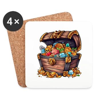 Un coffre au tresor - Dessous de verre (lot de 4) - blanc - Devant