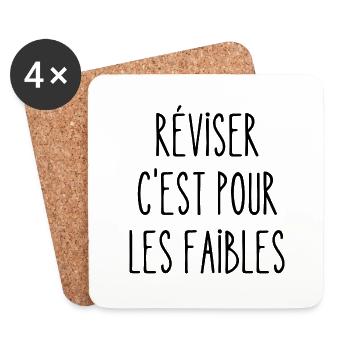 réviser c'est pour les faibles - Dessous de verre (lot de 4) - blanc - Devant