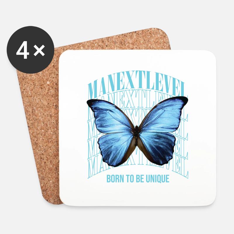 Manextlevel Butterfly - Untersetzer (4er-Set) - Weiß